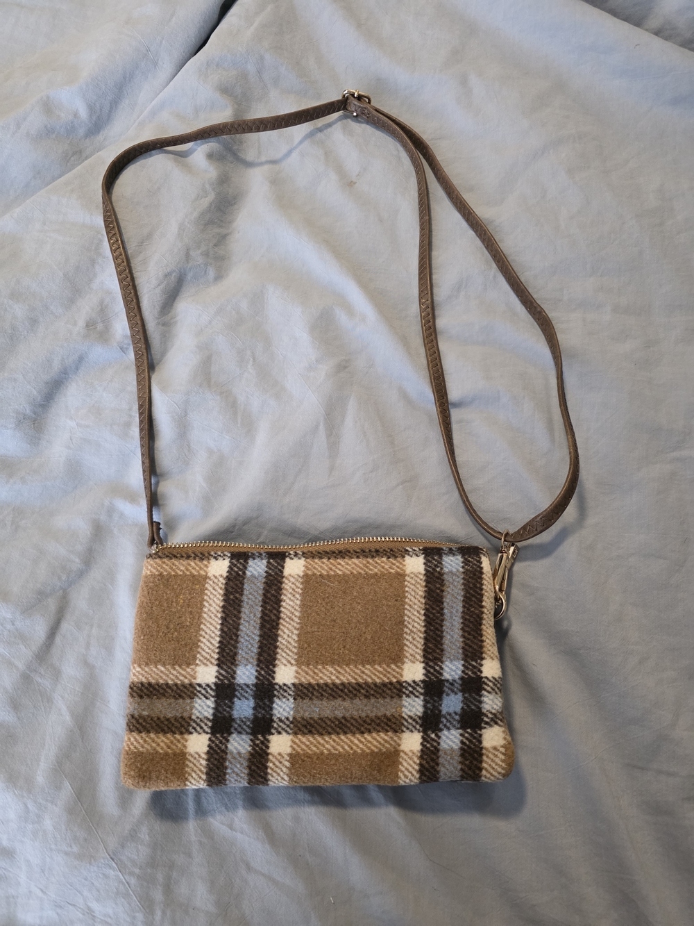 Classic Plaid Crossbody Bag - Brown